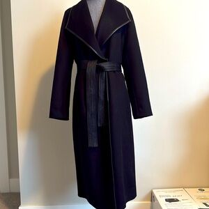 Chicos black wool blend floor length coat. Size M